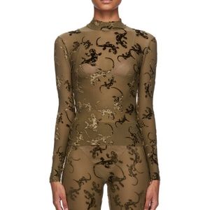Marine Serre Velvet Lizard Turtleneck Top